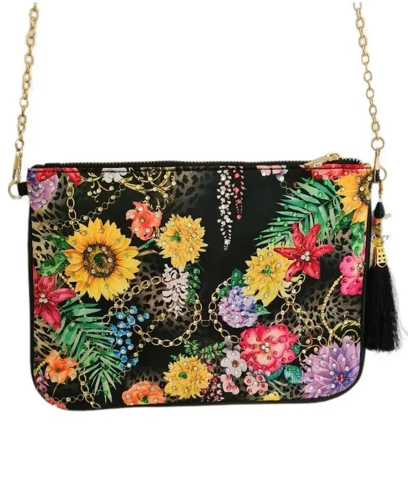 Embellished Clutch - Magic Forest (black) by Kaftans that Bling