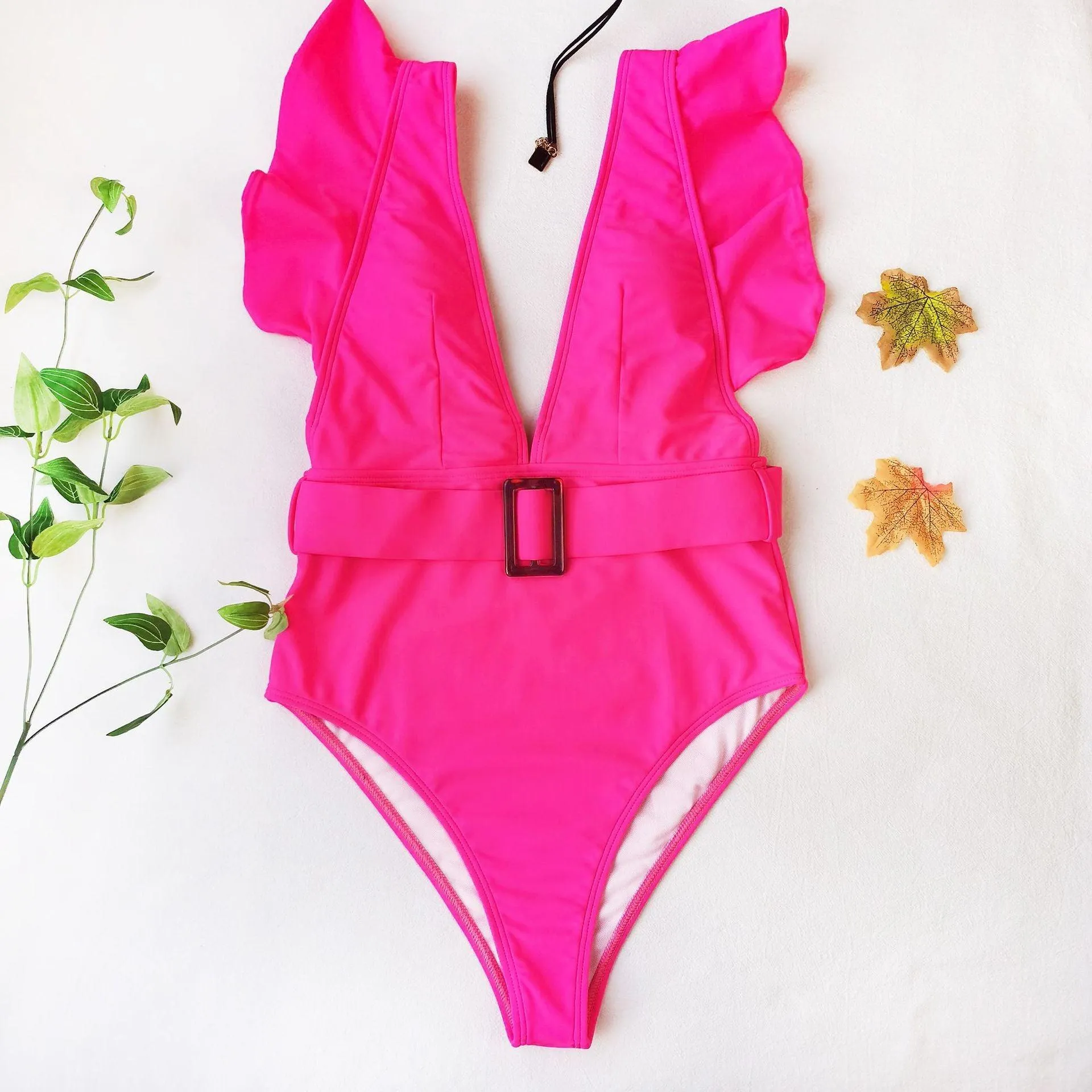 Emma Belted Swimsuit: Pink