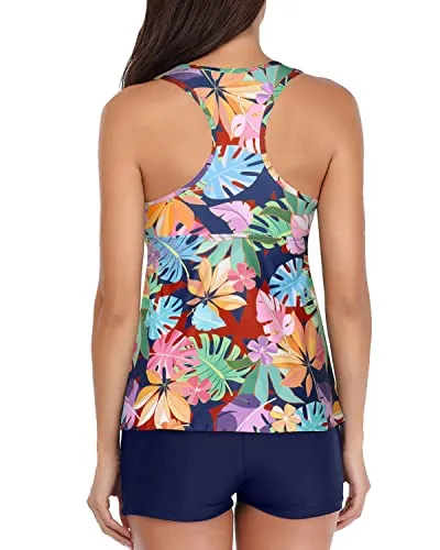 Enhance Your Bust Removable Push Up Pads In Women's Bathing Suits-Blue Leaves