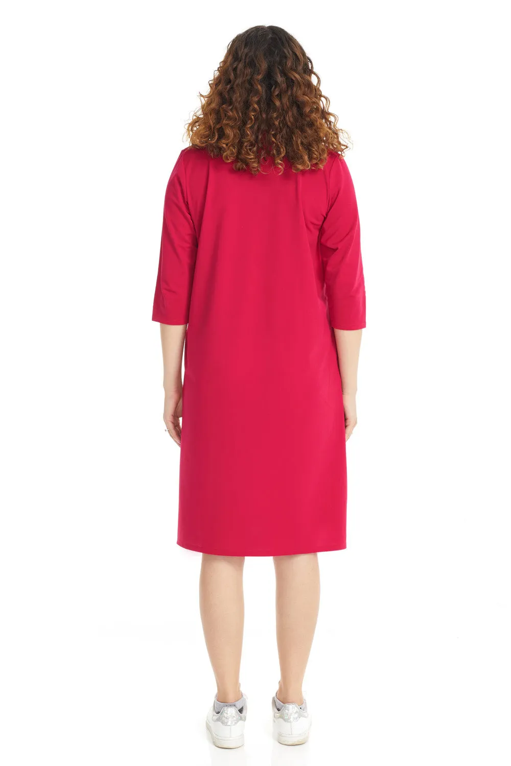 Esteez NADIA Dress - Women's Sports Shift Dress - Mesh Jersey - 3/4 Sleeves - RED