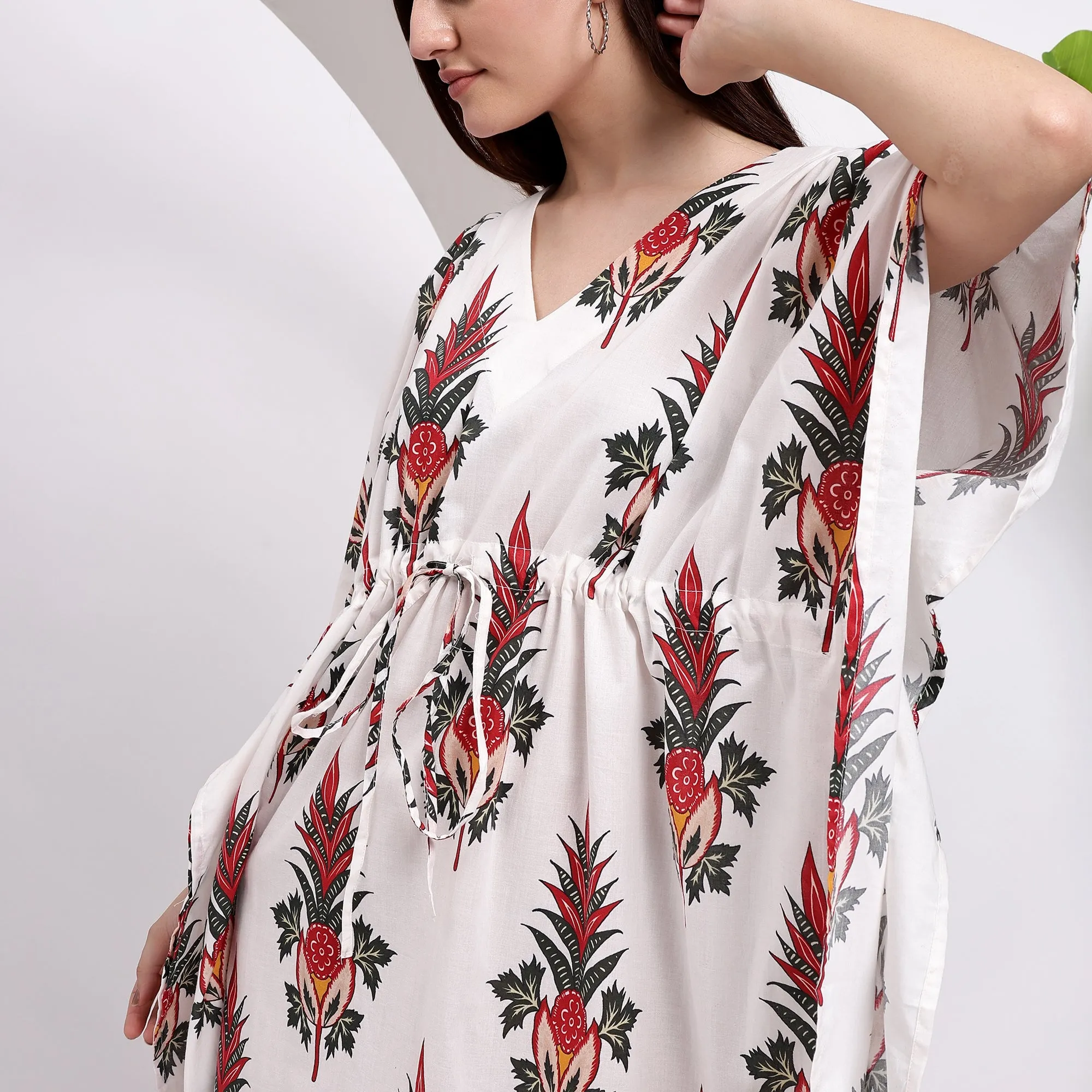 Ethnic Fusion Heritage Block Print Women's Cotton Kaftan
