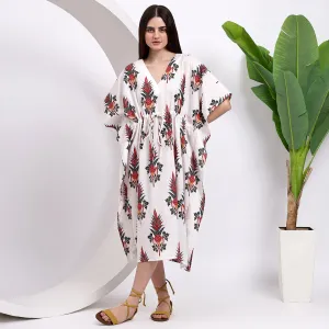 Ethnic Fusion Heritage Block Print Women's Cotton Kaftan
