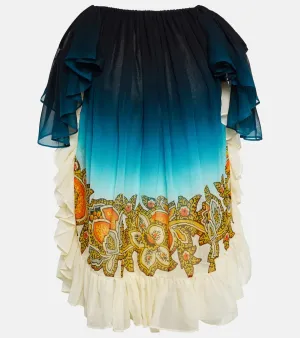 Etro Off-shoulder printed silk minidress