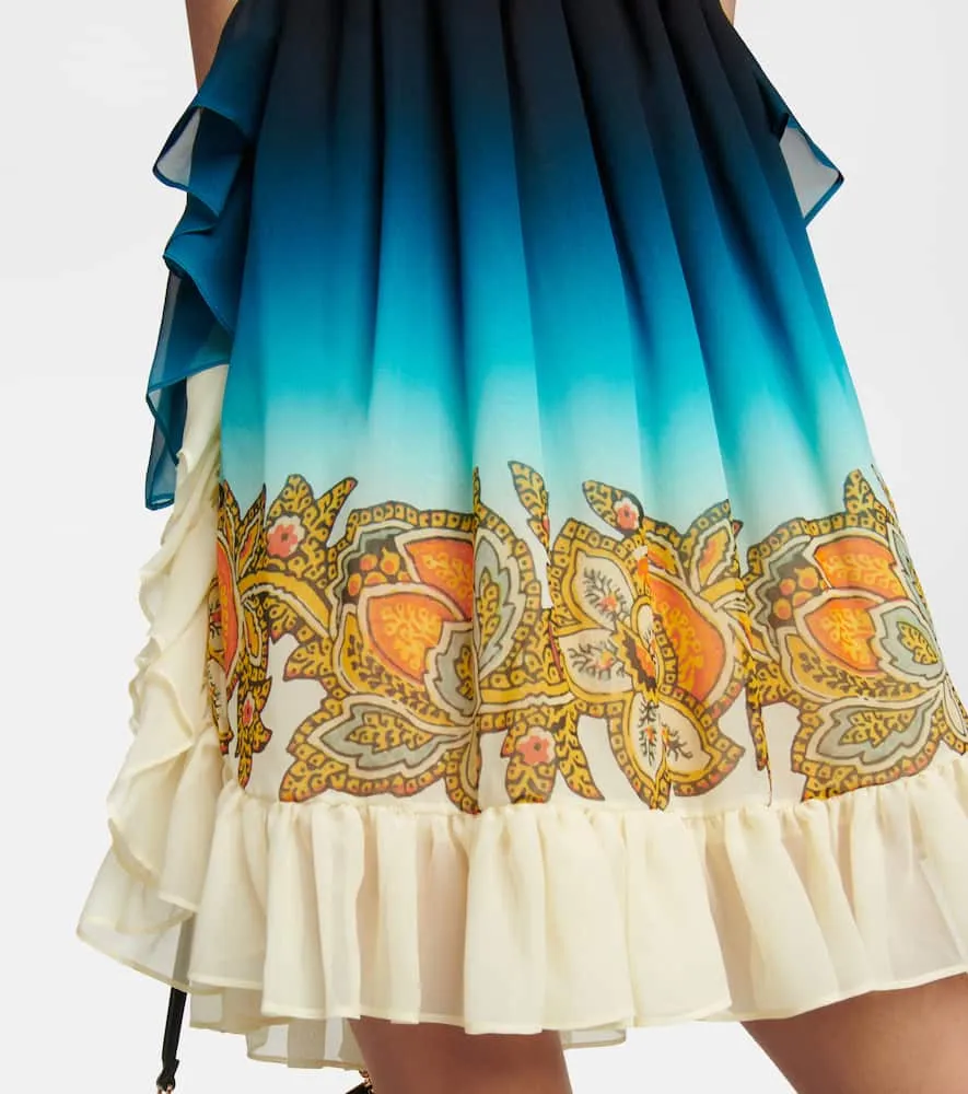Etro Off-shoulder printed silk minidress