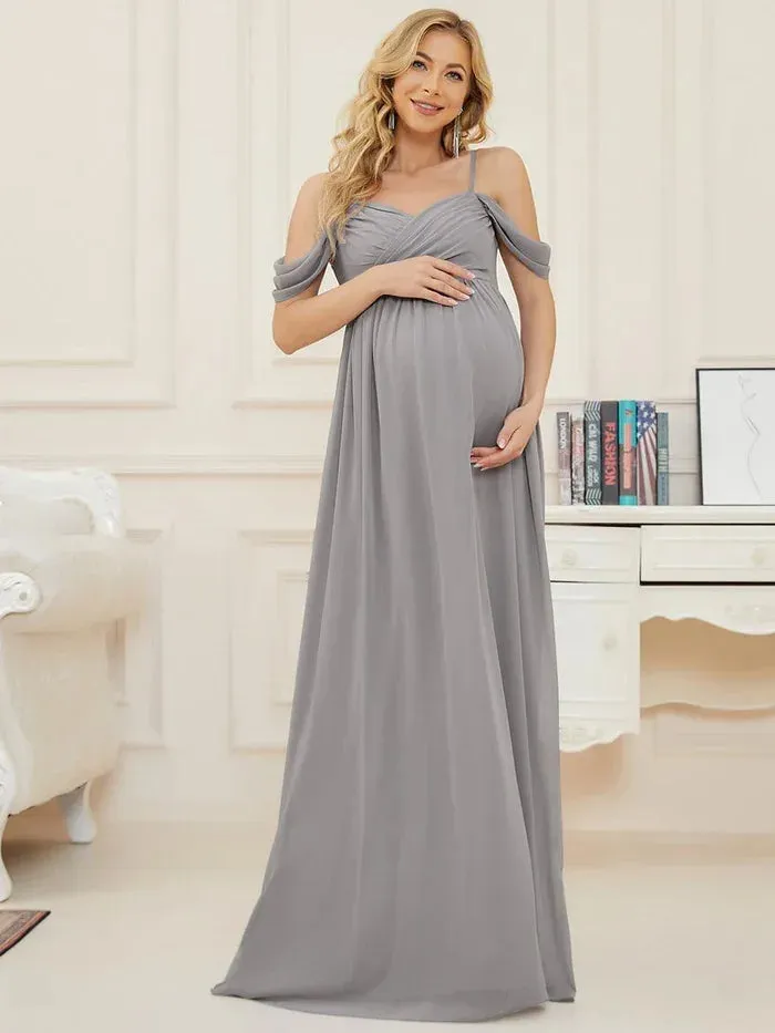 Evening Elegance Draped Maternity Gown for Special Occasions