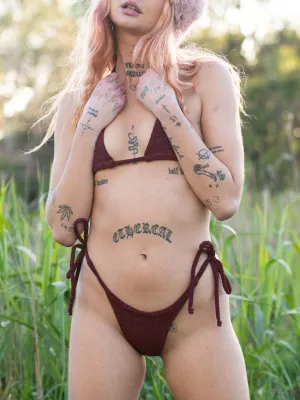 *EXCLUSIVE* METAMORPHOSIS BIKINI BOTTOMS - WINE RED