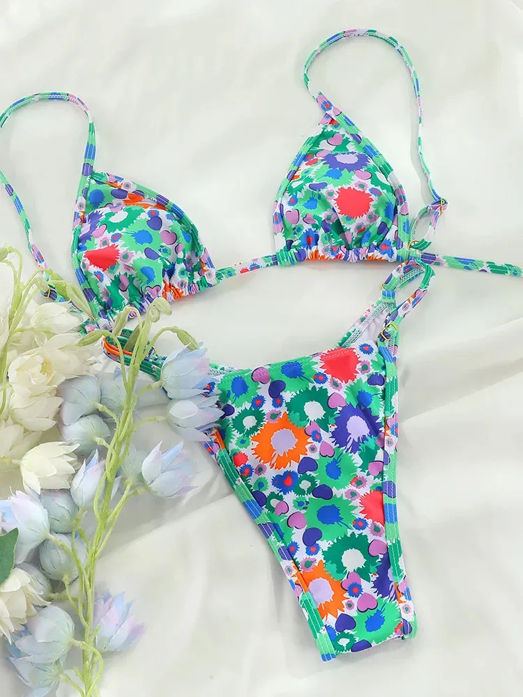 Extreme Print Bikini for Women Cut Out Swimwear Low Waist Swimsuit Micro Bikinis Set Bathing Suit Triangle Beachwear 2024 - Buy Online at Best Prices in 2024
