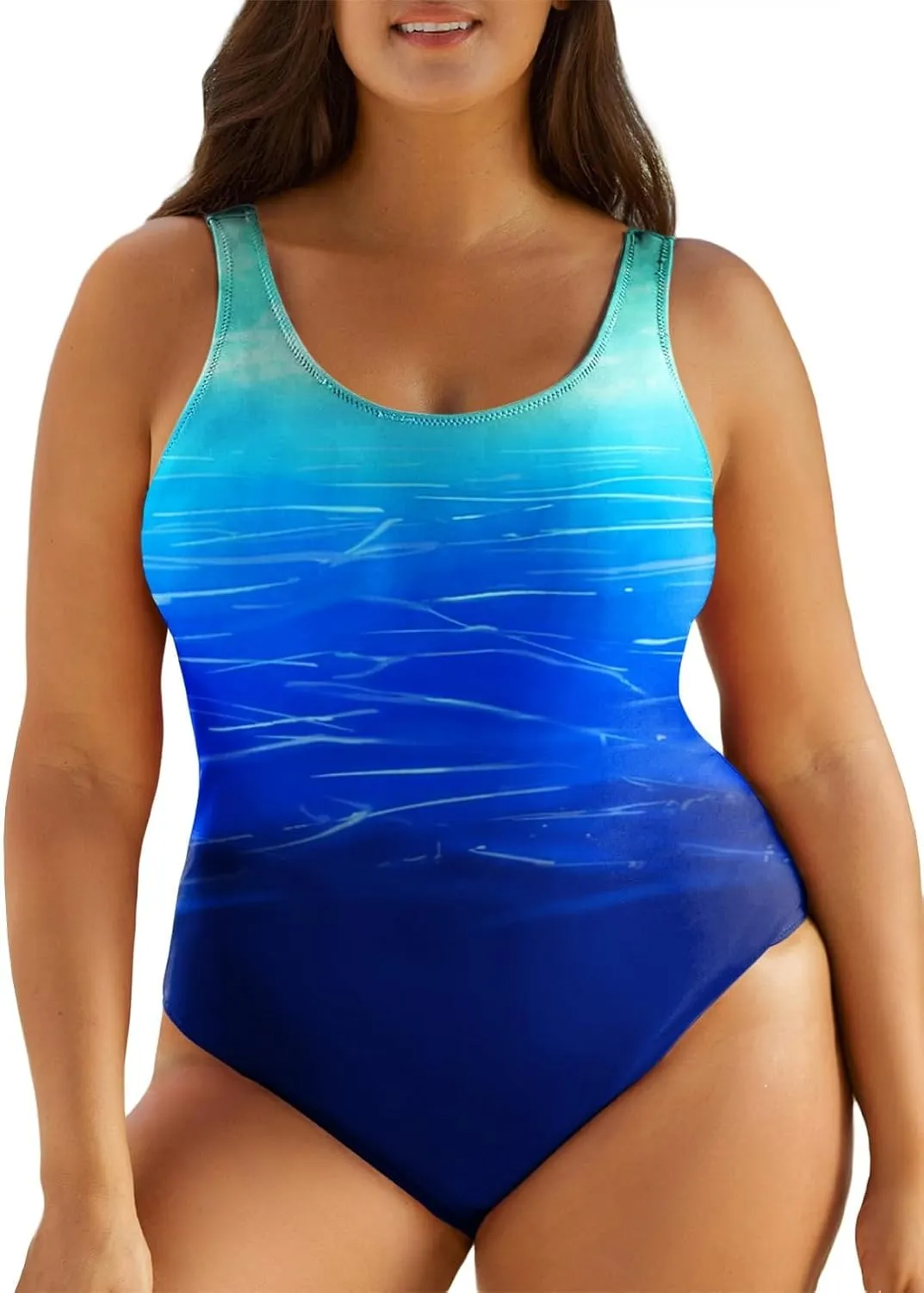 Eytino Plus Size Swimsuit for Women Back Crisscross Sports Tummy Control One Piece Bathing Suits(1X-5X)