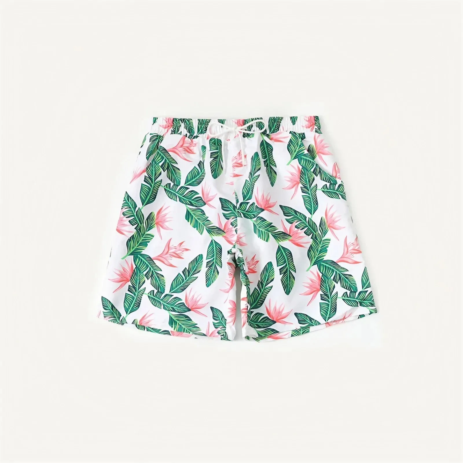 Family Swimwear Swimsuit Green Leaves Printing