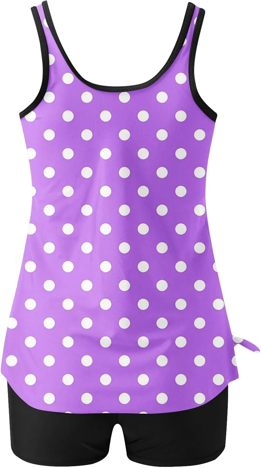 fartey Womens Bathing Suits Two Piece Tank Tops Boyshorts Swimsuits High Waist Tummy Control Floral Print Tankini Swimwear