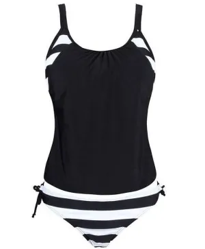 Fashion Sexy Women's Stripes Lined Up Double Up Tankini Bikini Swimwear Swimsuit