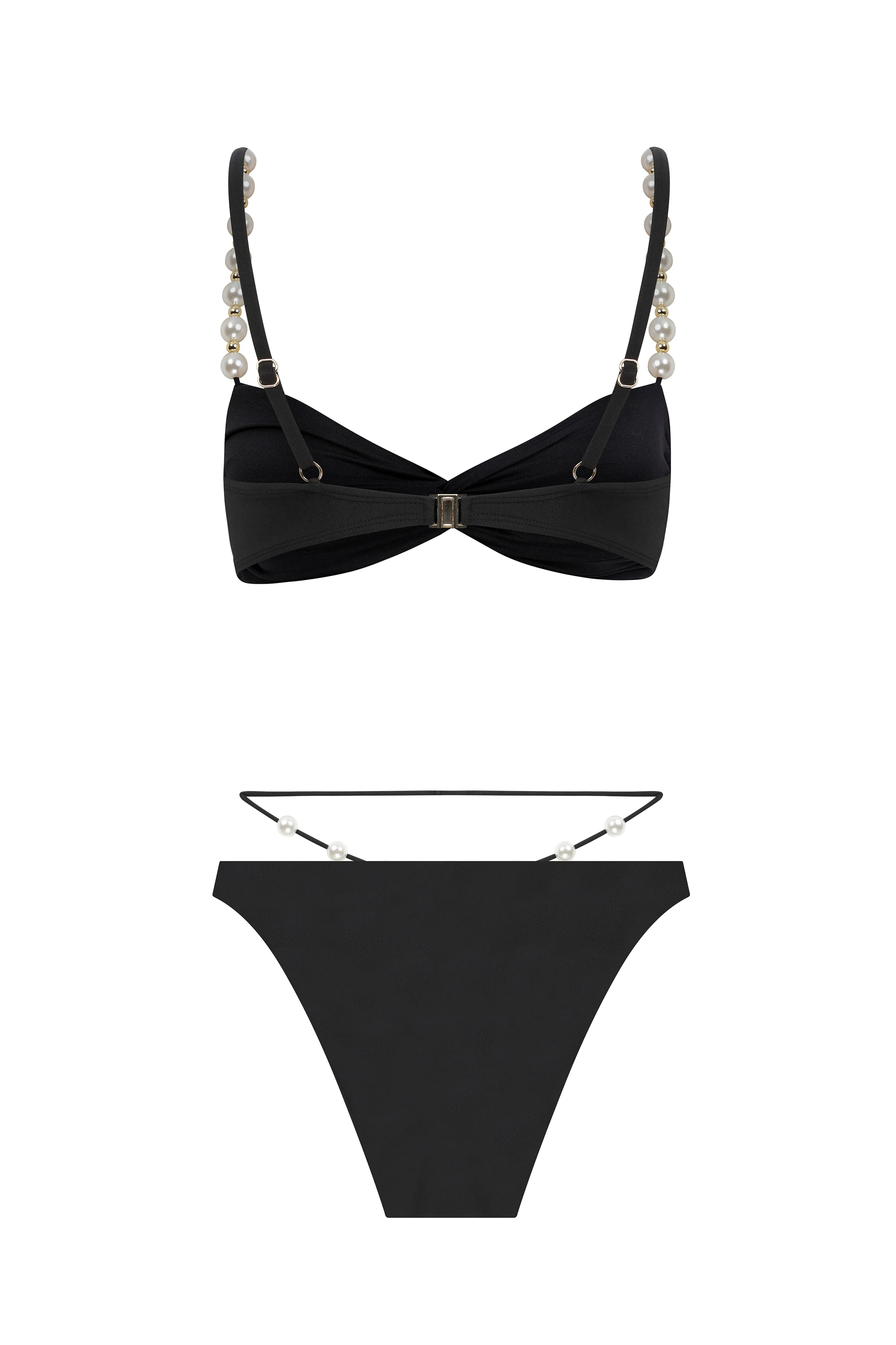 FAUX-PEARL EMBELLISHED TWIST-FRONT BIKINI