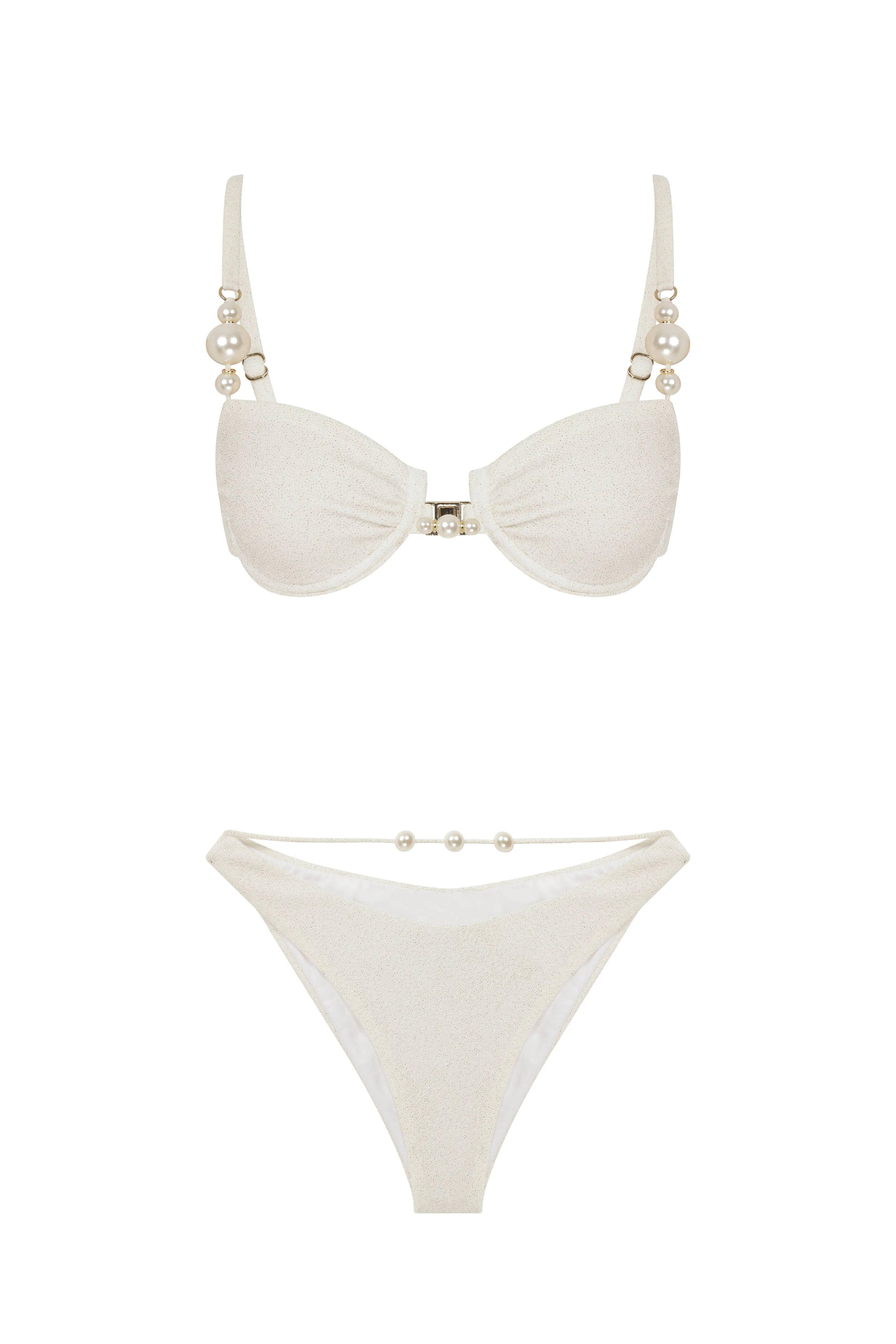 FAUX-PEARL EMBELLISHED UNDERWIRED BIKINI