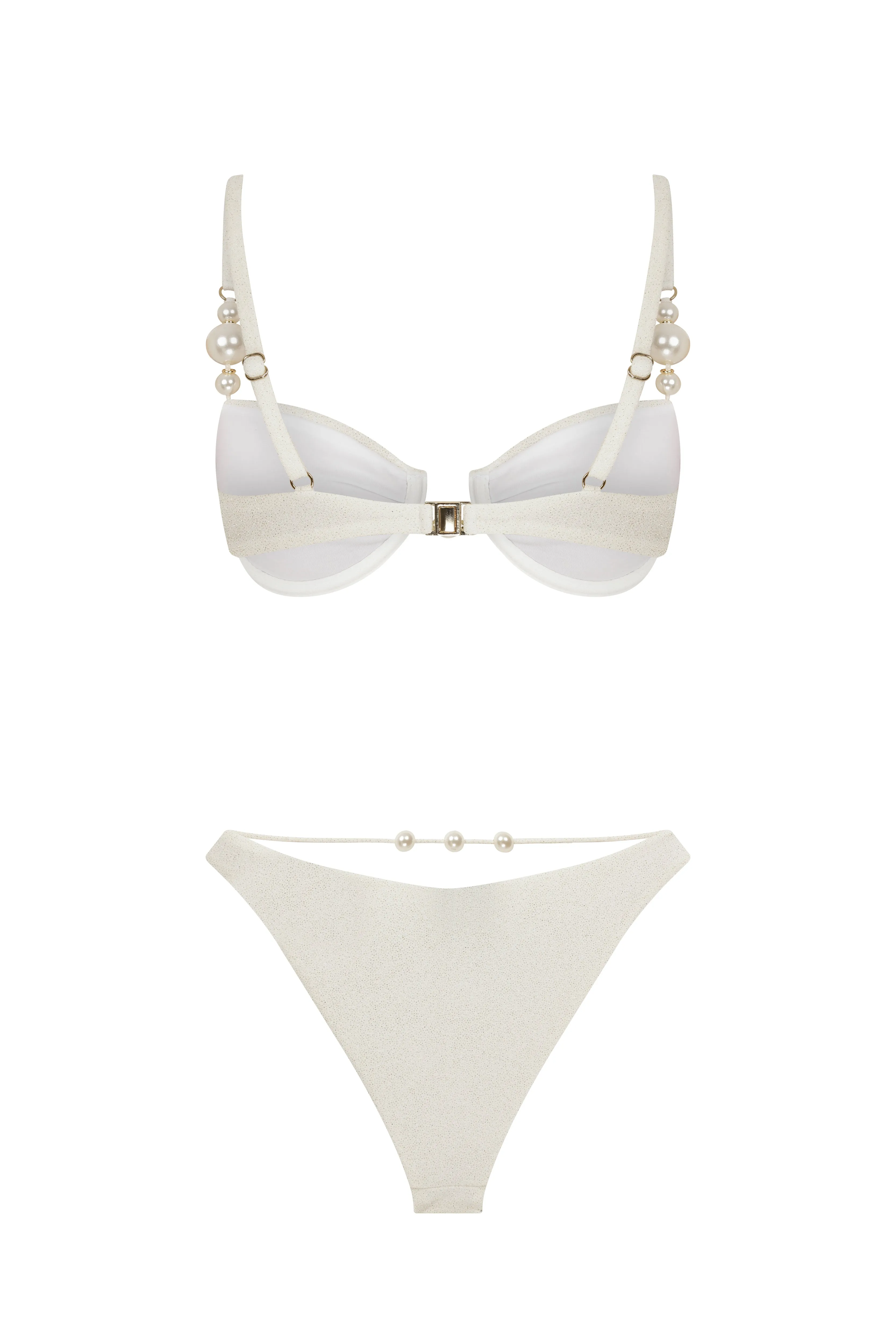 FAUX-PEARL EMBELLISHED UNDERWIRED BIKINI