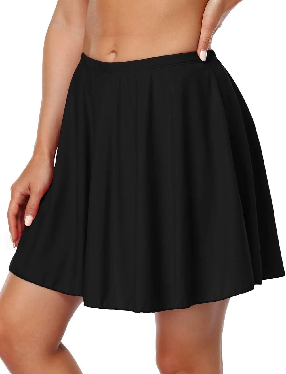 Firpearl Women's Swim Skirt High Waisted Bikini Bottoms Athletic Modest Swimsuit Bottom with Brief