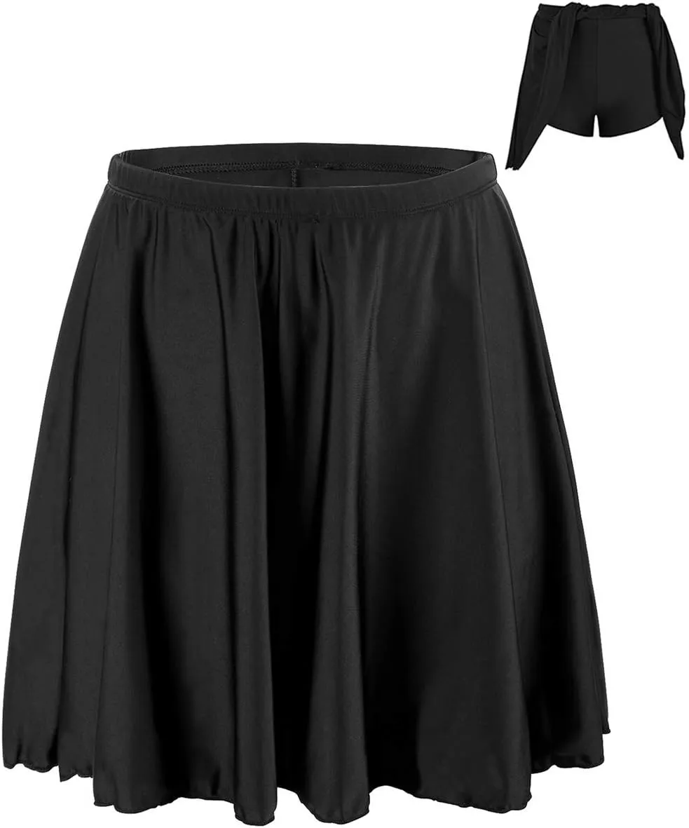 Firpearl Women's Swim Skirt High Waisted Bikini Bottoms Athletic Modest Swimsuit Bottom with Brief