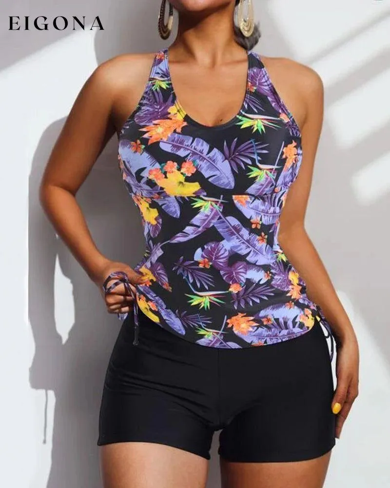 Floral and Leaves Print Tankinis