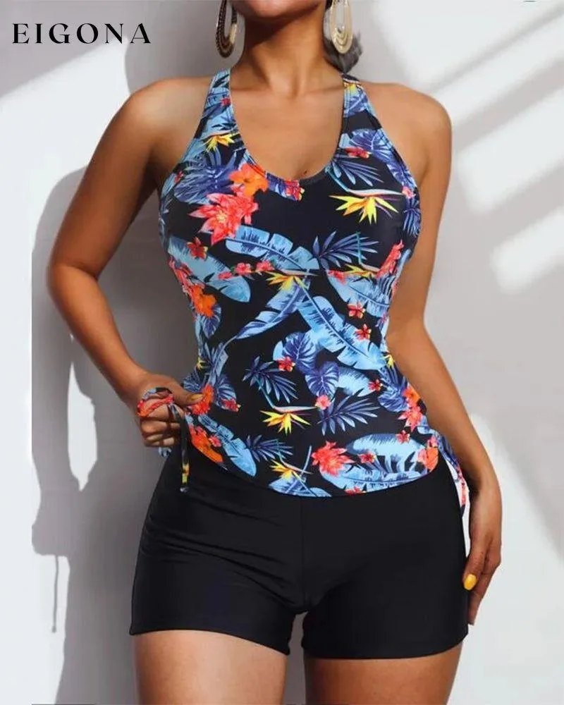 Floral and Leaves Print Tankinis