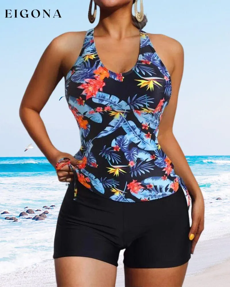 Floral and Leaves Print Tankinis