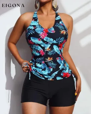 Floral and Leaves Print Tankinis