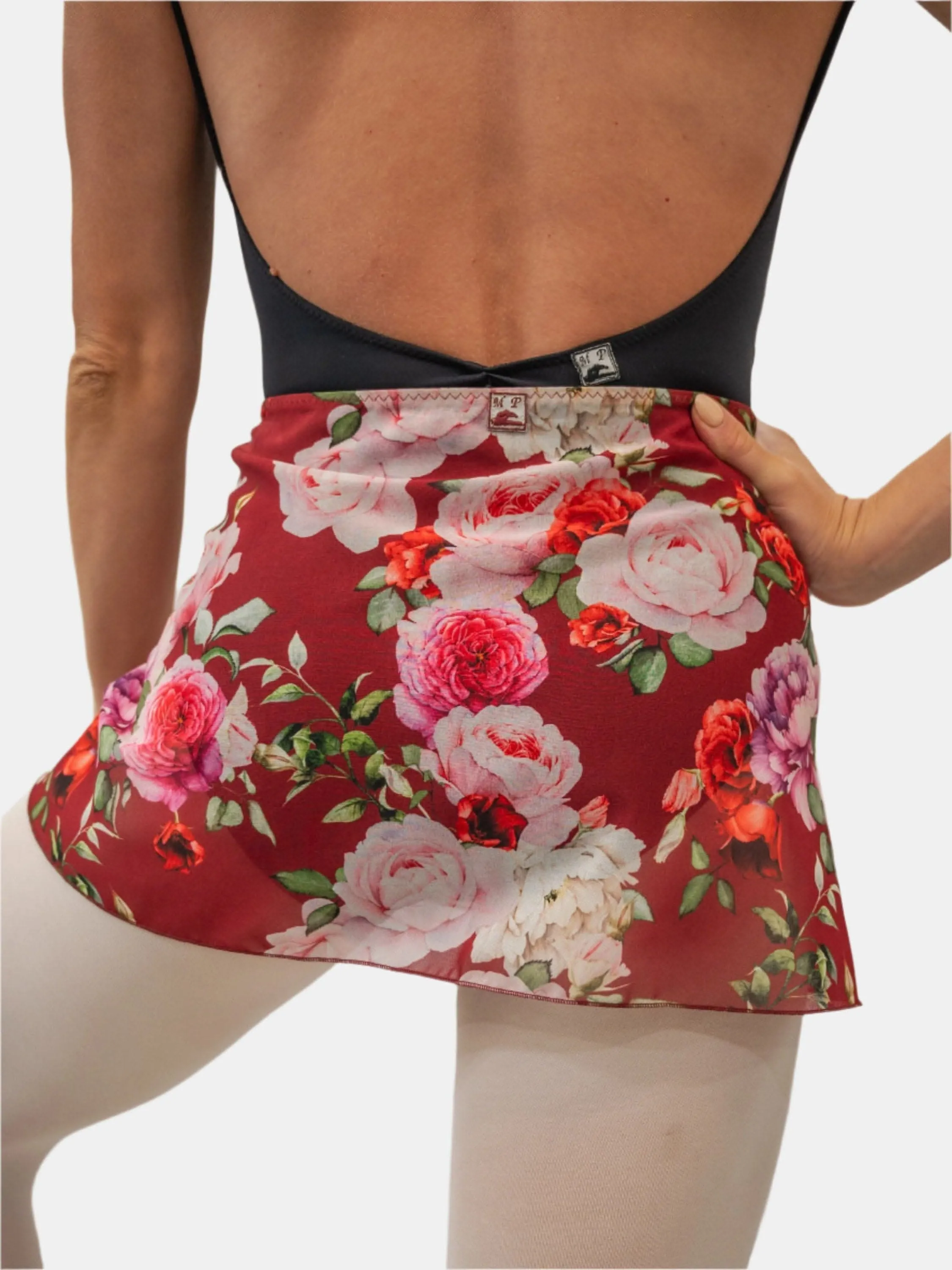 Floral Bordeaux Wrap Short Dance Skirt MP302