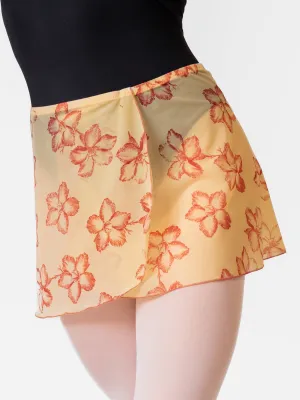 Floral Champagne Mesh Wrap Short Dance Skirt MP301