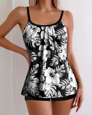 Floral Print Beach Vacation Two-Piece Swimsuit