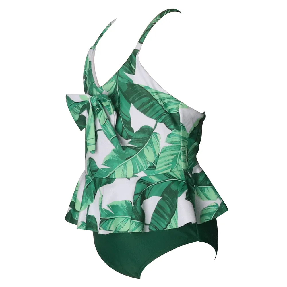 Floral Print  V Neck One Piece Swimsuit for Women