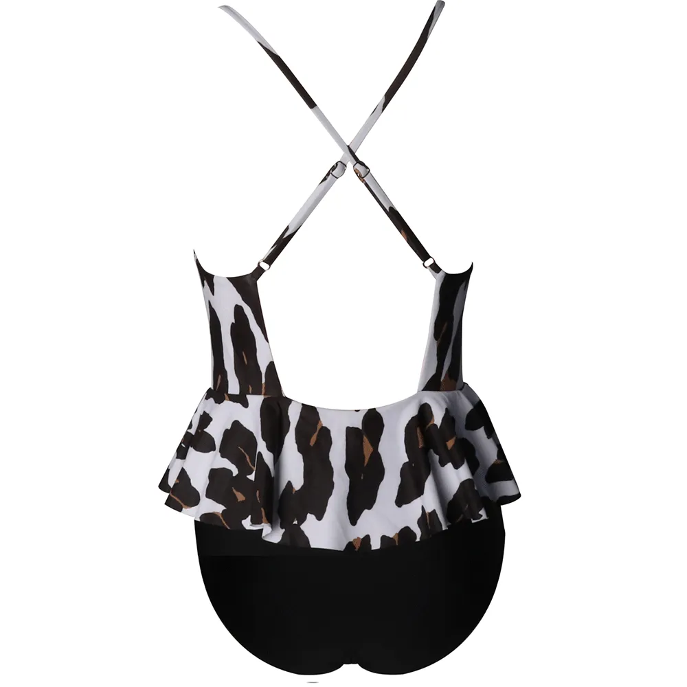 Floral Print  V Neck One Piece Swimsuit for Women
