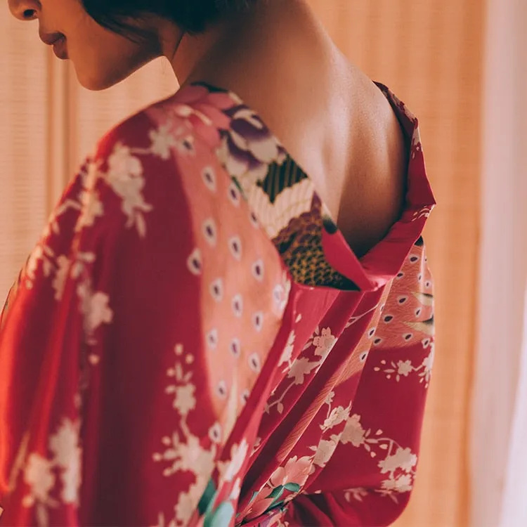 Floral Satin Mini Kimono Robes