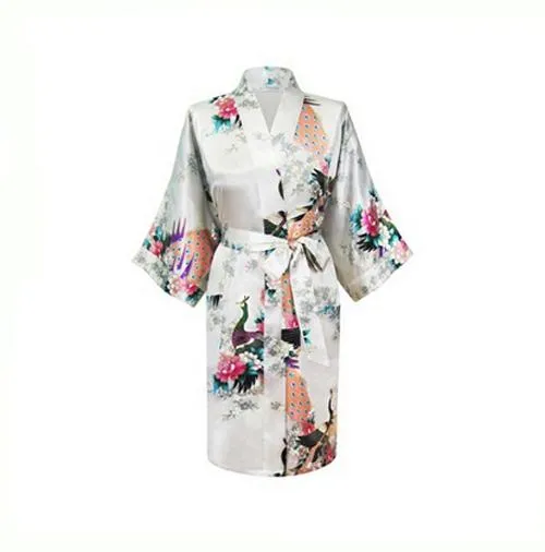 Floral Satin Mini Kimono Robes