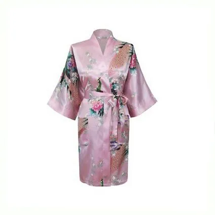 Floral Satin Mini Kimono Robes
