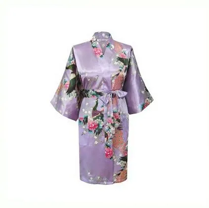 Floral Satin Mini Kimono Robes