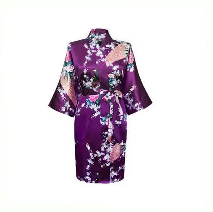 Floral Satin Mini Kimono Robes