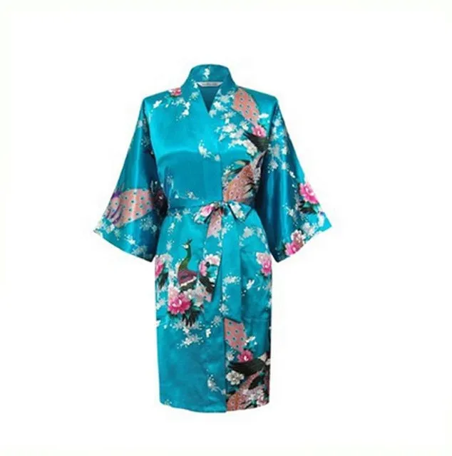 Floral Satin Mini Kimono Robes
