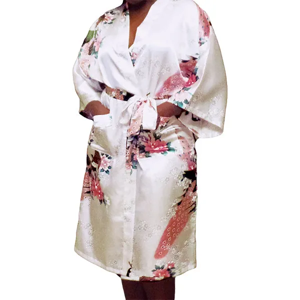 Floral Satin Womens Plus Size Robes, Sizes 20-38, Knee Length