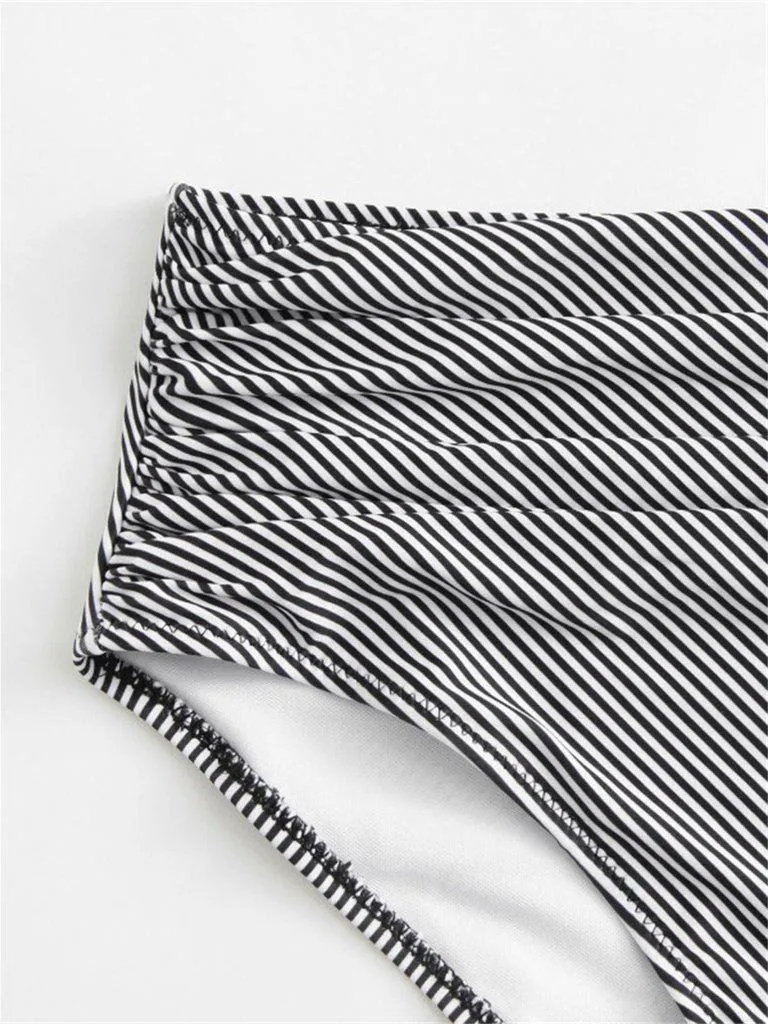 Flounce Striped Bikini Set