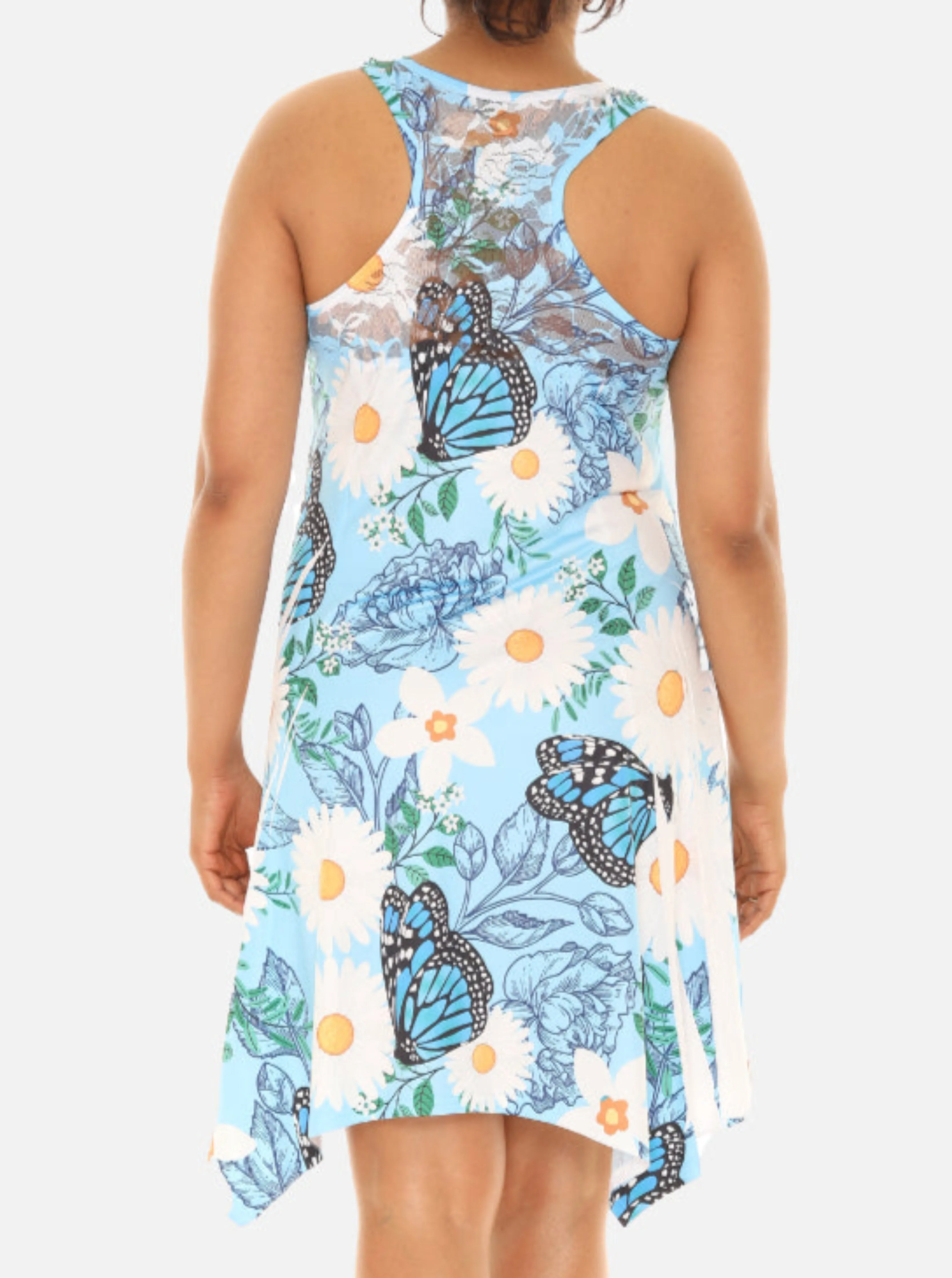 Flower & Butterfly Print Short Dress