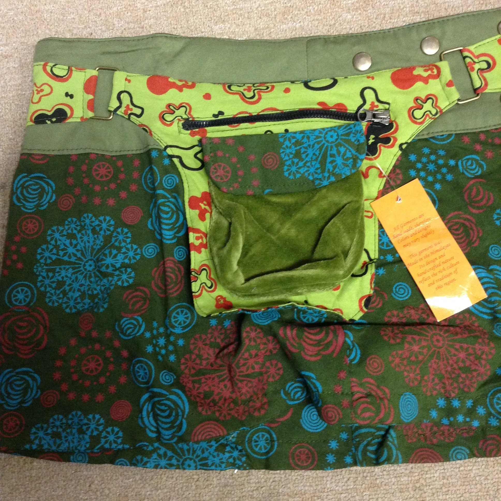 Flower Mini Snap Wrap Pocket Skirt