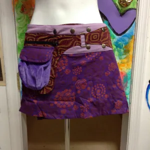 Flower Mini Snap Wrap Pocket Skirt