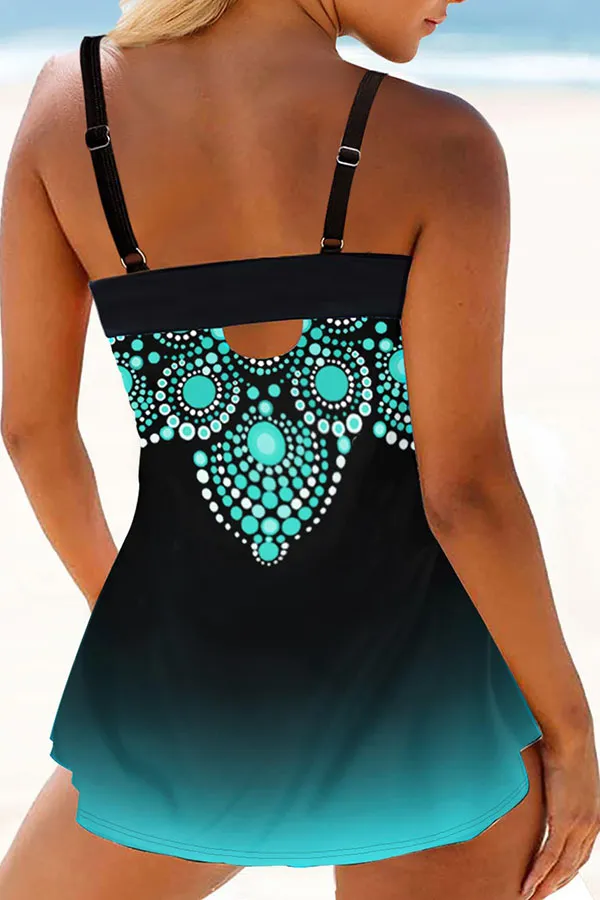 Flower Print Classic Gradient Tankini