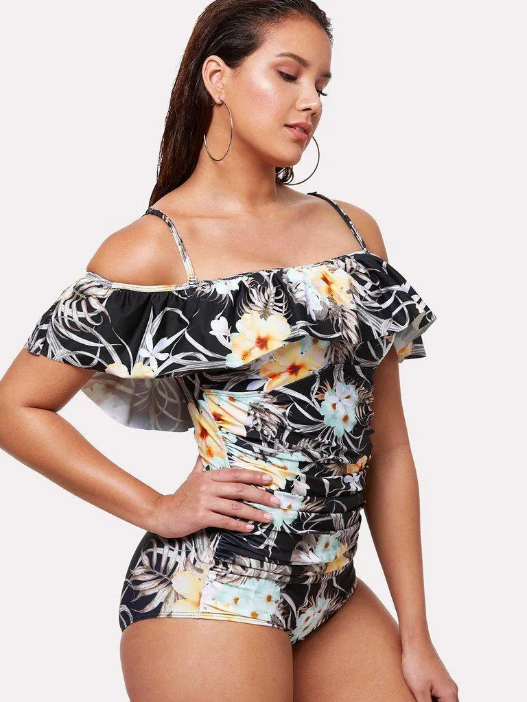 Flower Print Flounce Swimsuit
