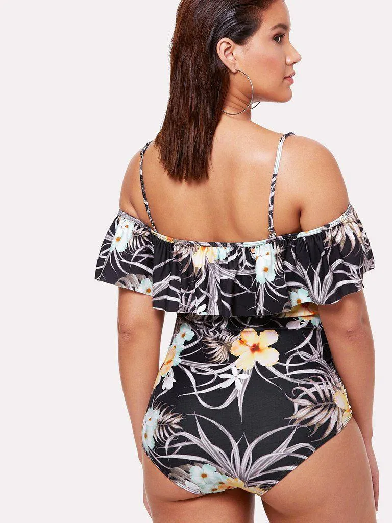 Flower Print Flounce Swimsuit