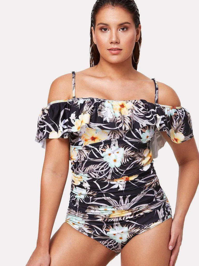 Flower Print Flounce Swimsuit