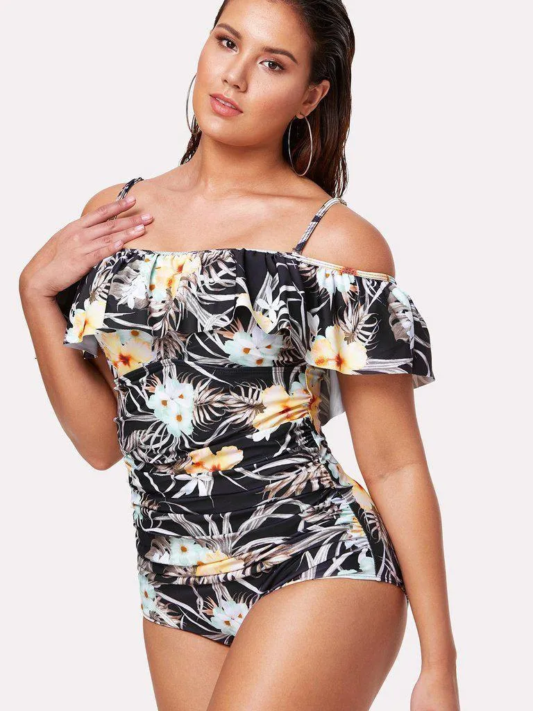 Flower Print Flounce Swimsuit