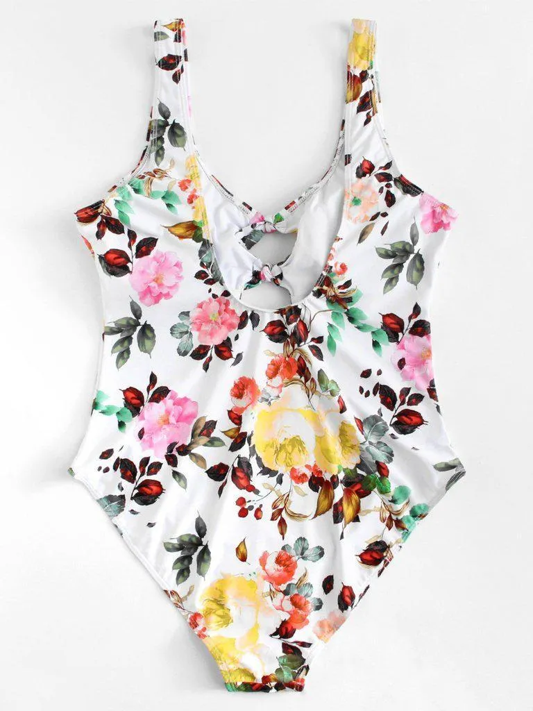 Flower Print Knot Swimsuit