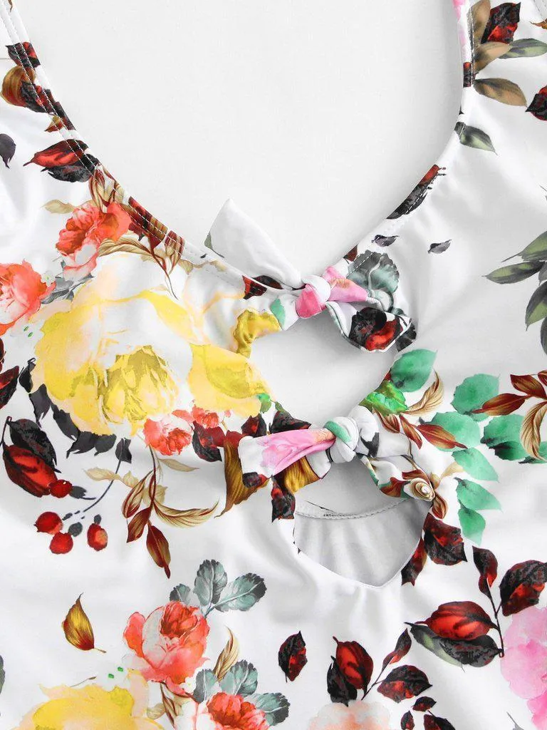 Flower Print Knot Swimsuit