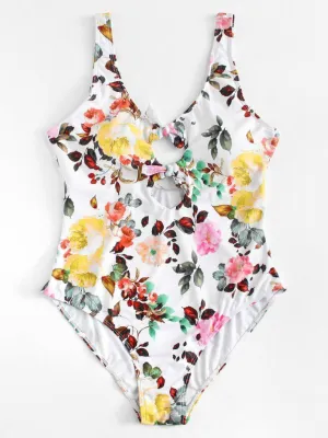 Flower Print Knot Swimsuit