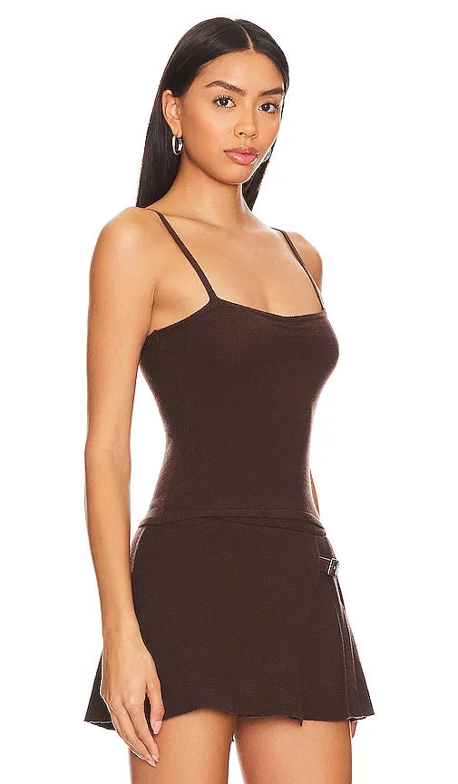 Frankies Bikinis Carmen Cloud Knit Tank in Brown