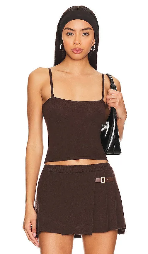 Frankies Bikinis Carmen Cloud Knit Tank in Brown